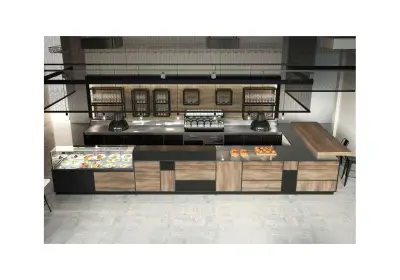 Le comptoir de bar Madison est un mélange sophistiqué de caractéristiques de design vintage et de proportions classiques