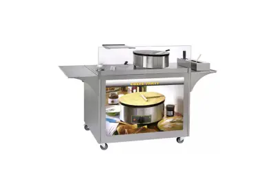 Meuble inox roulant pour concepts crêpes