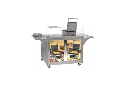 Meuble inox roulant pour concepts gaufres